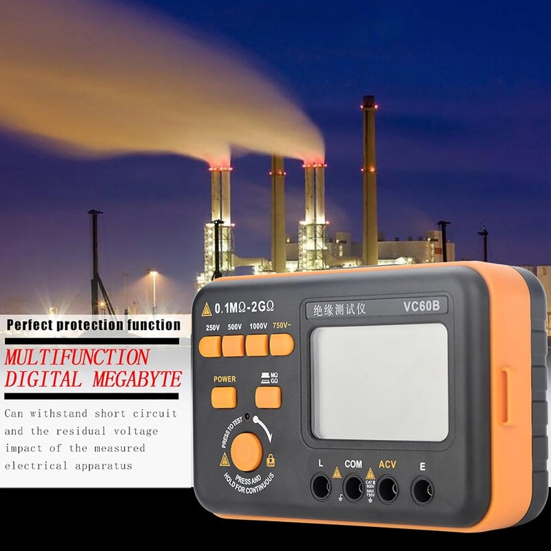 Digital Insulation Resistance Tester VC60B Megohm Meter for HVAC Motor Winding Heat Cable - Image 4