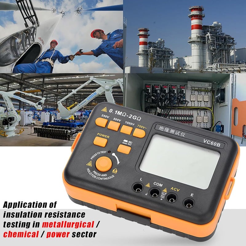 Digital Insulation Resistance Tester VC60B Megohm Meter for HVAC Motor Winding Heat Cable - Image 3