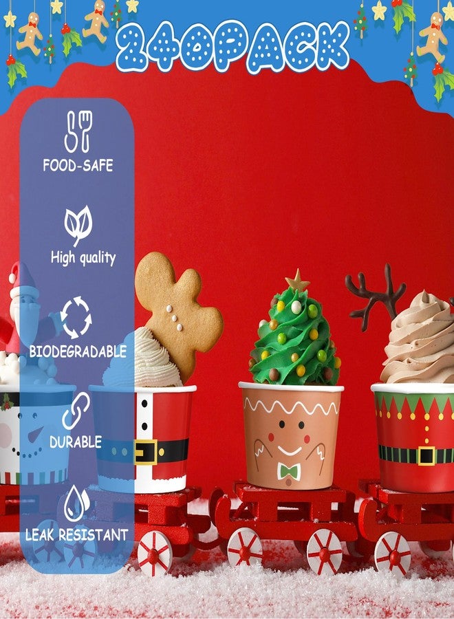 Zhehao 240 Pcs 9 oz Christmas Ice Cream Bowls Ice Cream Paper Cups Disposable Soup Cups Snack Cups for Picnic Party Decorations for Fruit Hot or Cold Food, Christmas Party Supplies, 6 Styles - Image 2