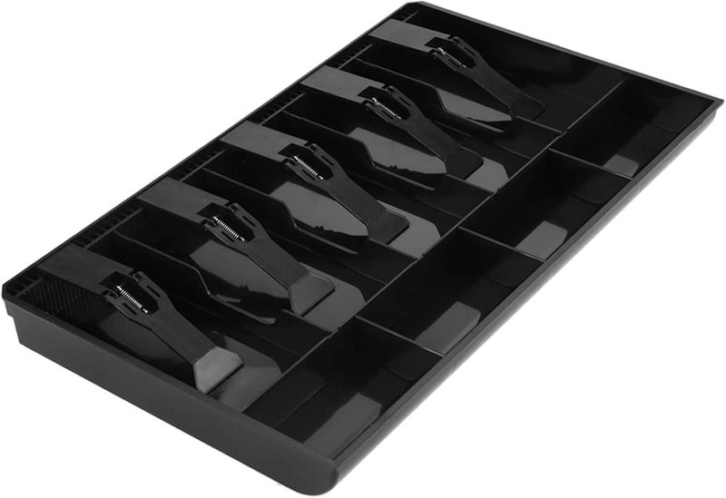 Cash Register Drawer Insert Tray, Plastic Money Box 5 Bills & 4Coins Tray Compartments Money Storage Box (Black) - Image 5