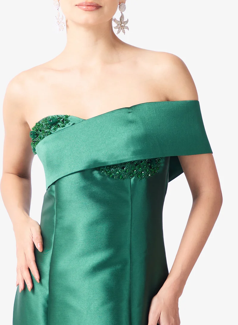 Namshi x  Off Shoulder Jewel Embellished Mermaid Gown for Women | Best Price UAE