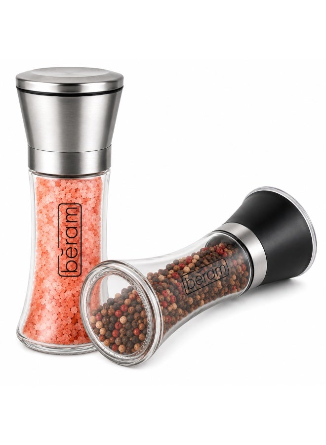 BERAM Salt and Pepper Grinder Set of 2, Manual Stainless Steel Salt & Pepper Mills with Adjustable Grinding Mechanism, Refillable Spice Grinder for Black Pepper, Sea Salt, Herbs & Seasoning for Kitchen & Dining - Image 1
