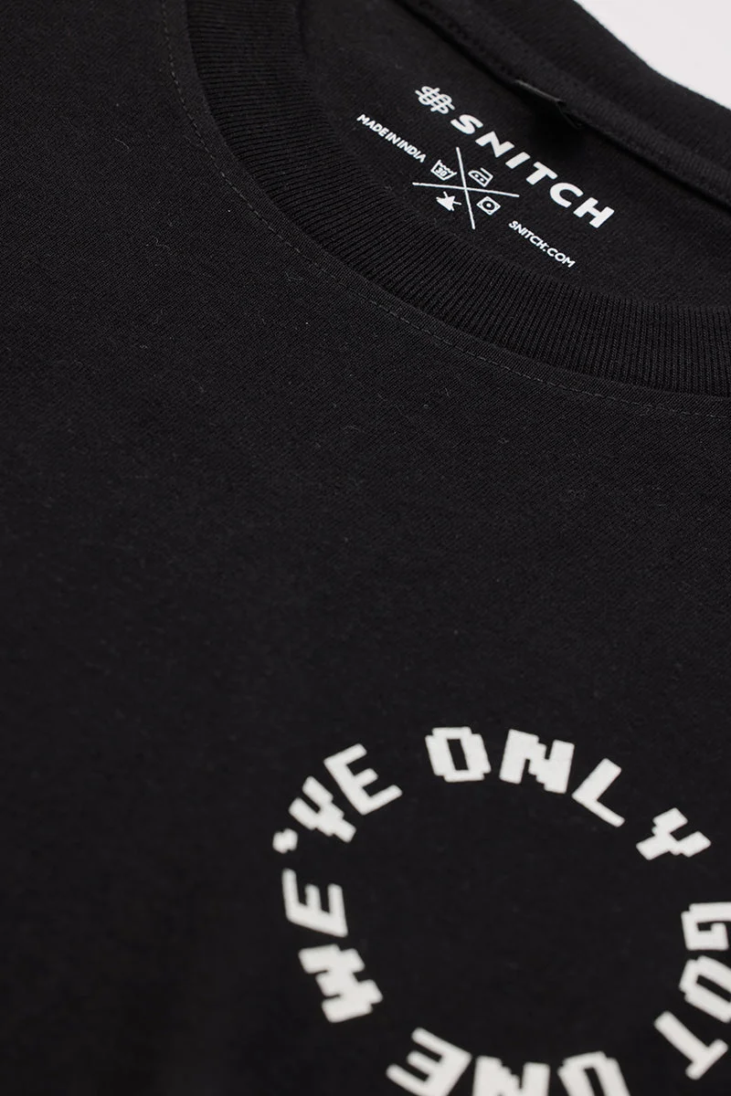 سنيتش Black Graphic Half Sleeve Slim Fit T-Shirt