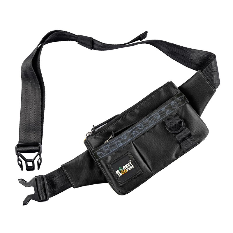 Monkey Troopers Pockit Waist Bag, Crossbody, Chest Bag for Men Women Girls Boys, Lightweight, Durable, Travel, Hikking, Casual, Dailyuse, Water Resistant (Black) - Image 5