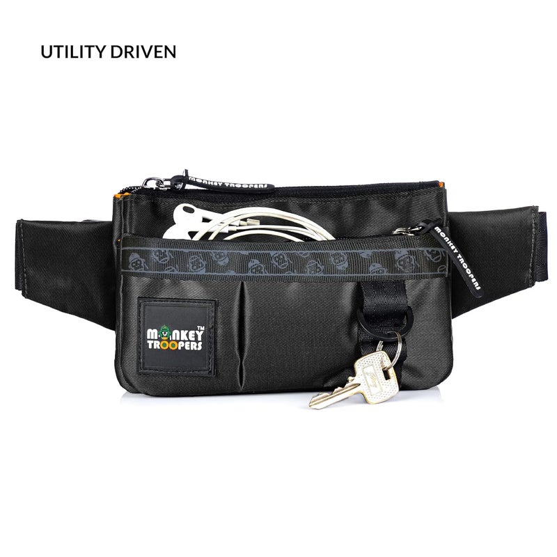 Monkey Troopers Pockit Waist Bag, Crossbody, Chest Bag for Men Women Girls Boys, Lightweight, Durable, Travel, Hikking, Casual, Dailyuse, Water Resistant (Black) - Image 4