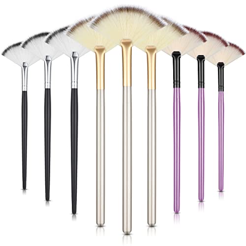Maitys 9 Pieces Facial Fan Mask Brushes Soft Facial Applicator Brushes Tools for Peel Glycolic Makeup for Mud CreamChampagne Purple Black - Image 1