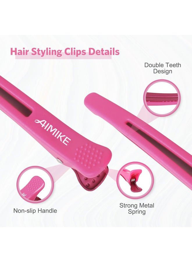 AIMIKE 6pcs Duck Billed Hair Clips with Silicone Band - No Crease Styling & Sectioning Clips, Salon Rainbow & Neon - Image 4