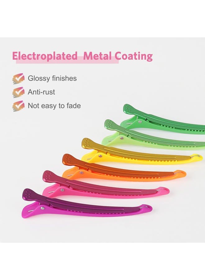AIMIKE 6pcs Duck Billed Hair Clips with Silicone Band - No Crease Styling & Sectioning Clips, Salon Rainbow & Neon - Image 2