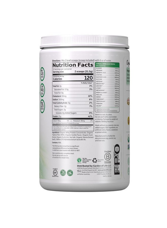 جاردن أوف لايف مسحوق بروتين مصل اللبن من Garden of Life Grass Fed فانيليا - 21 جرام بروتين للنساء والرجال + بروبيوتيك - 12 وجبة - خالٍ من الجلوتين، وغير معدّل وراثيًا، وكوشر، وإنساني، وخالٍ من هرمون RBST وrBGH - Image 3