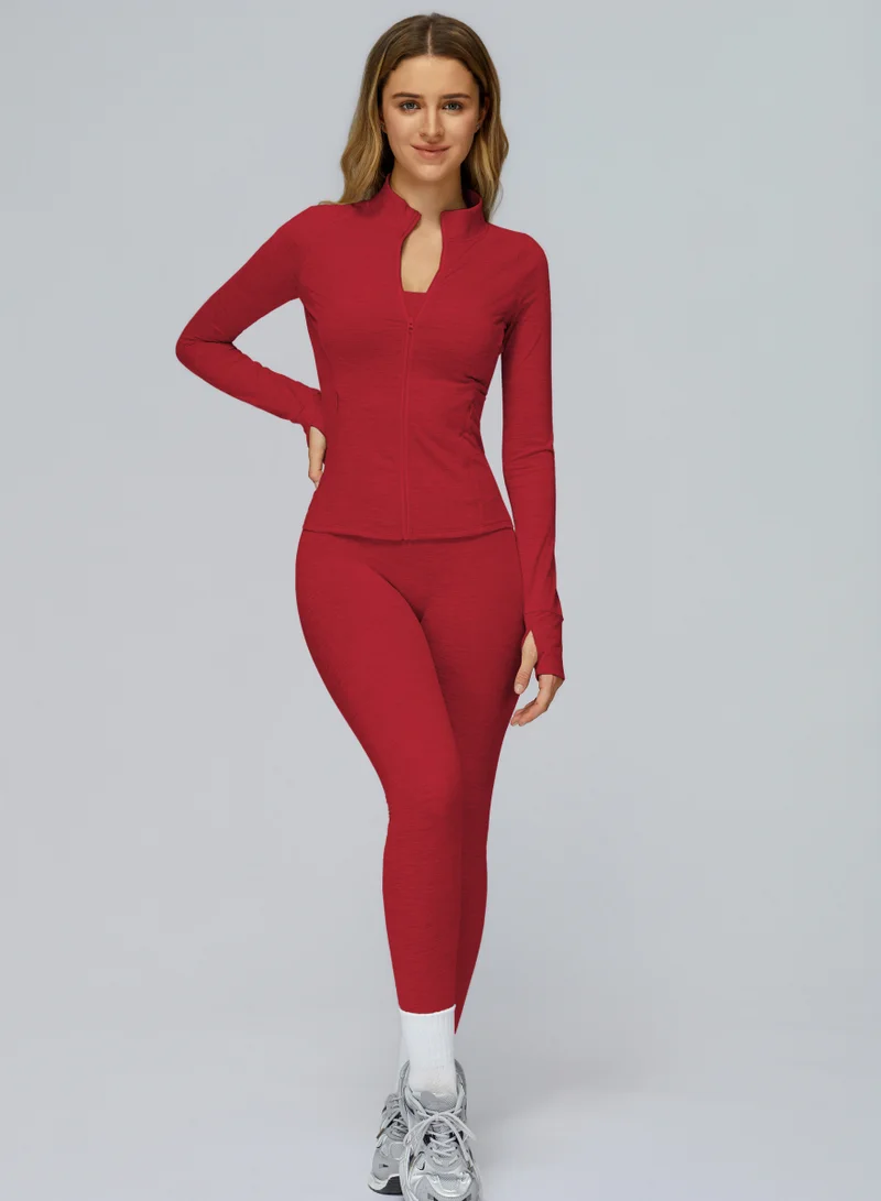 Kawn.yoga Carmine Red High Waist Leggings for Women | Best Price UAE