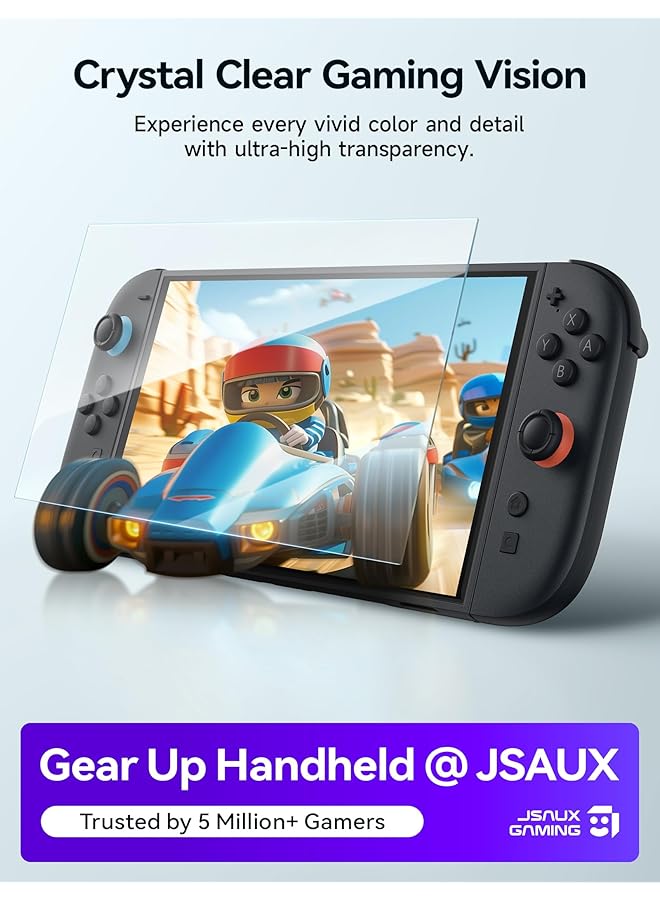 jsaux 3 Pack Screen Protector For Nintendo Switch 2 Ultra Hd Glass Protector 9H Hardness Easy To Install With Guiding Frame Scratch Resistant Tempered Glass - Image 2