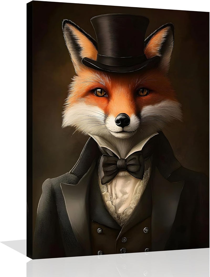 OWNANRTHM Vintage Aristocratic Fox Wall Art - Image 1