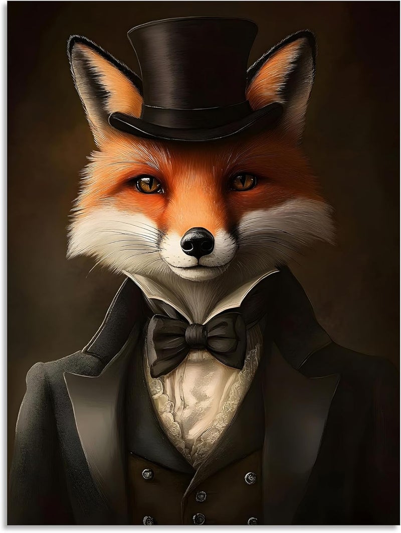 OWNANRTHM Vintage Aristocratic Fox Wall Art - Image 2