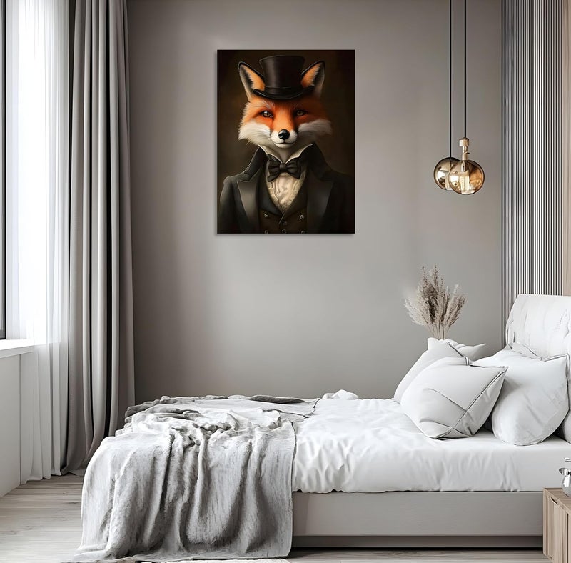 OWNANRTHM Vintage Aristocratic Fox Wall Art - Image 4
