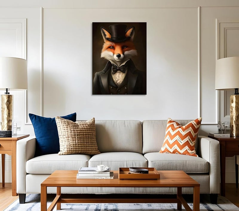 OWNANRTHM Vintage Aristocratic Fox Wall Art - Image 3