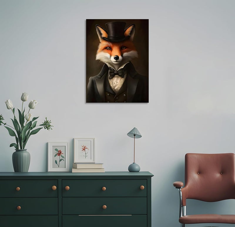 OWNANRTHM Vintage Aristocratic Fox Wall Art - Image 5