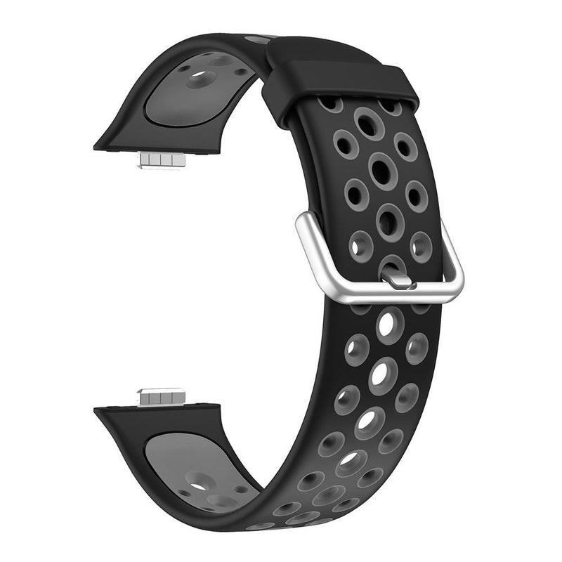 إيروريكس سوار ساعة هواوي واتش فيت 4 برو / فيت 4 / فيت 3 من السيليكون ذو فتحات دائرية بلونين (أسود ورمادي) - Image 3