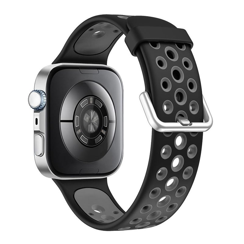 إيروريكس سوار ساعة هواوي واتش فيت 4 برو / فيت 4 / فيت 3 من السيليكون ذو فتحات دائرية بلونين (أسود ورمادي) - Image 2