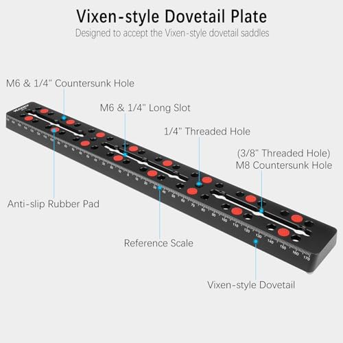 YUEOCT 350mm/13.8" Telescope Rail Bar Vixen Style Dovetail Mounting Plate, with M6 1/4" 3/8" Camera Screw for Telescope Saddle Mount Base OTA Equatorial Head Tripod Adapter Sky Astrophotography - Image 2