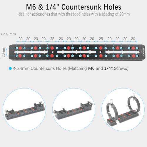 YUEOCT 350mm/13.8" Telescope Rail Bar Vixen Style Dovetail Mounting Plate, with M6 1/4" 3/8" Camera Screw for Telescope Saddle Mount Base OTA Equatorial Head Tripod Adapter Sky Astrophotography - Image 4
