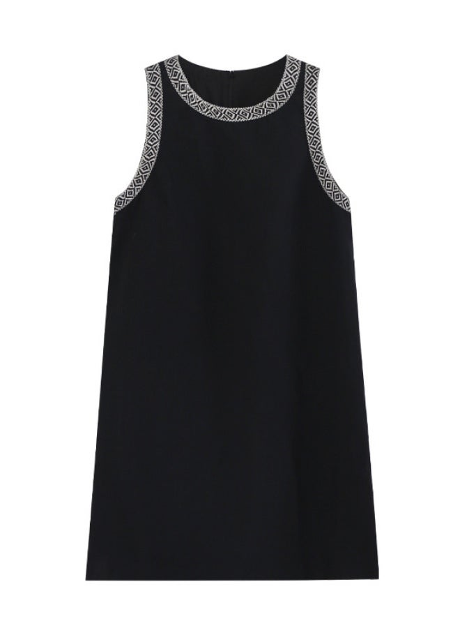 Yailla Summer Simple Style Splicing Webbing Vest Dress 