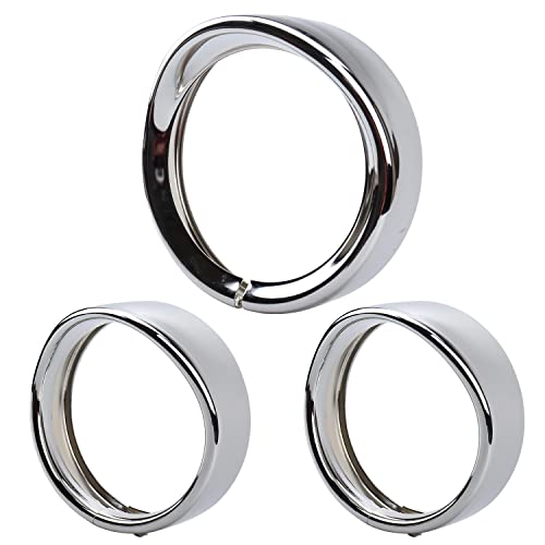 MotoParAcc 7 Inch Harley Chrome Visor Style Headlamp Trim Rings, 4.5 Inch Auxiliary Passing Lights for FLHR Road King 1994-2013, FLD 2012-2016, Touring 83-13, Trike2008-2013, FL Softail 1986-2017 - Image 1