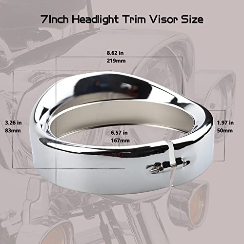 MotoParAcc 7 Inch Harley Chrome Visor Style Headlamp Trim Rings, 4.5 Inch Auxiliary Passing Lights for FLHR Road King 1994-2013, FLD 2012-2016, Touring 83-13, Trike2008-2013, FL Softail 1986-2017 - Image 4