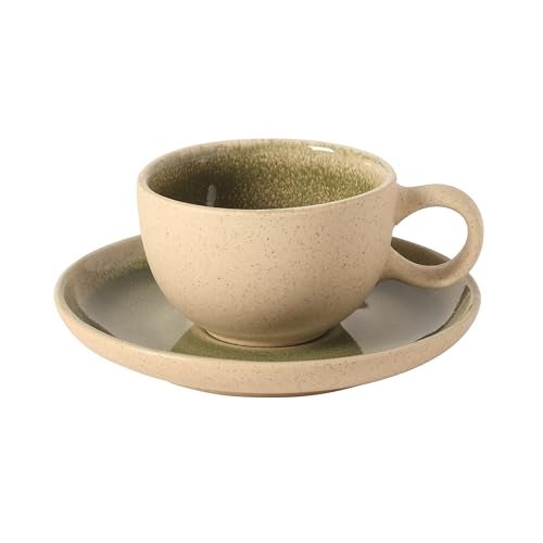 Gibson Elite Manila Bay 8-Piece Stoneware 5 oz Cup and Saucer Set, Reactive Glaze Espresso & Coffee Cups with Saucers, Assorted Colors - Image 5