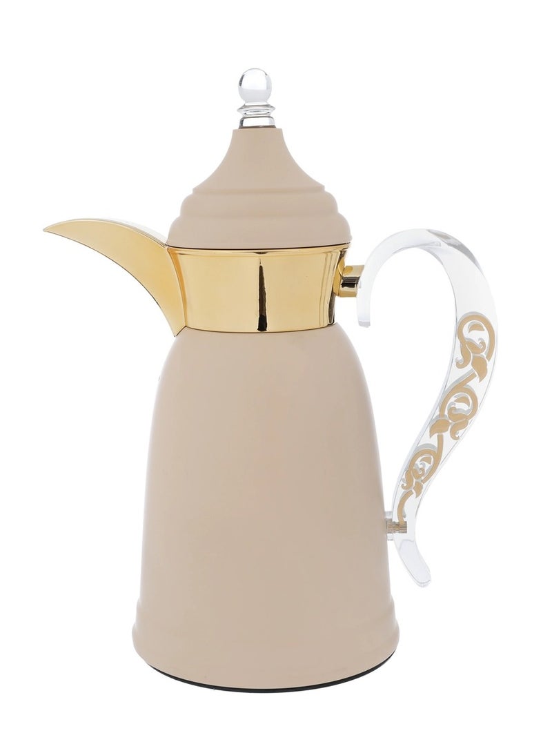 Alsaif Gallery Saif Gallery Qamar Stainless Steel Thermos Set, 0.7/1 Liter - Beige - Image 3