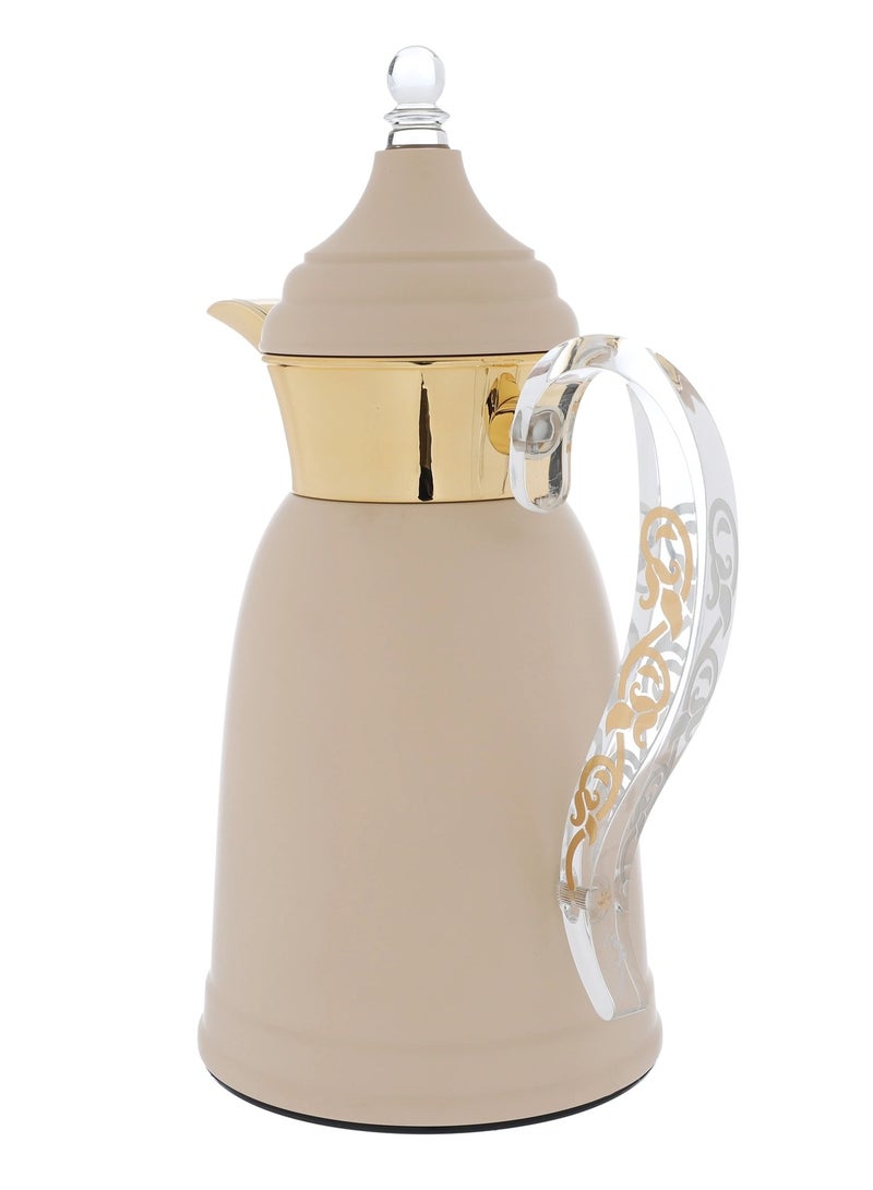 Alsaif Gallery Saif Gallery Qamar Stainless Steel Thermos Set, 0.7/1 Liter - Beige - Image 2