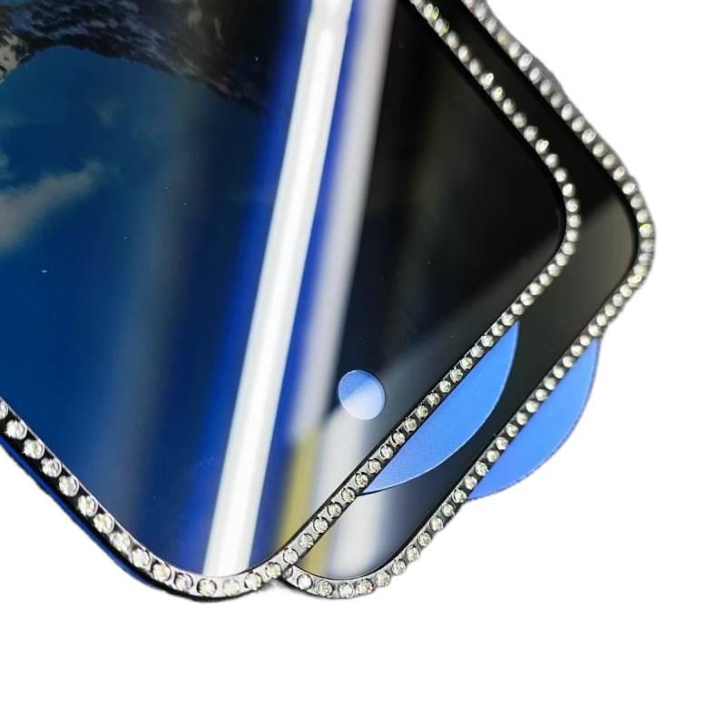 MS غطاء هاتف بGlass لـ iPhone 13 مع حماية من السقوط ومضاد لبصمات الأصابع مع مقاوم للصدمات مع مرصع بالألماس مع مضاد للانفجار باللون Frosted - Image 2