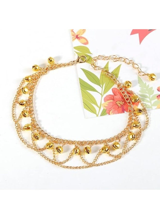 خلخال جرس شرابة ذهبي بوهو للنساء | مجوهرات الشاطئ الأنيقة | أزياء الصيف خلخال متعدد الطبقات | هدية المهرجان والعيد - Image 5