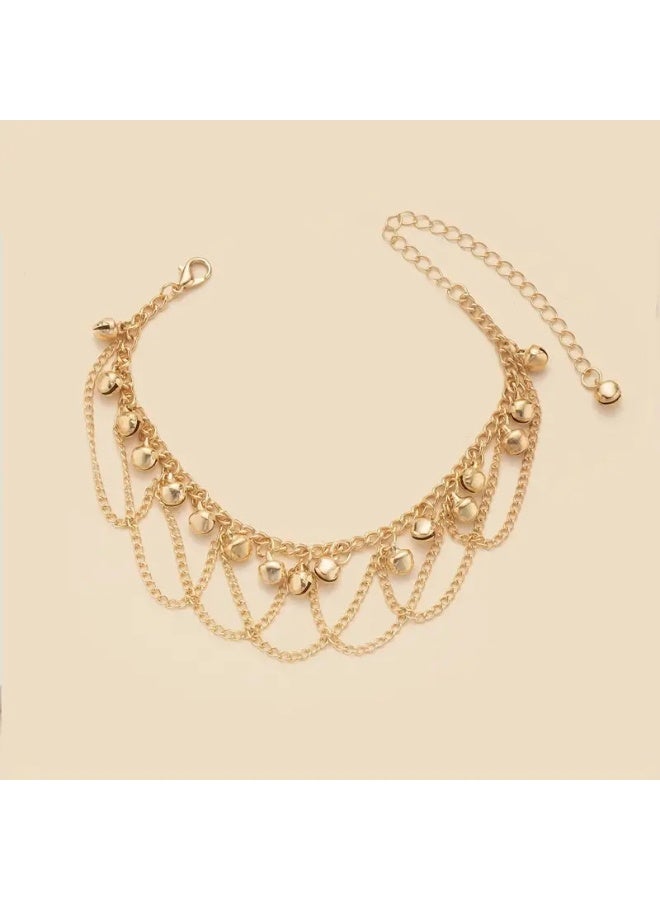 خلخال جرس شرابة ذهبي بوهو للنساء | مجوهرات الشاطئ الأنيقة | أزياء الصيف خلخال متعدد الطبقات | هدية المهرجان والعيد - Image 3