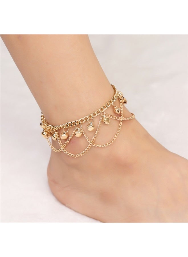 خلخال جرس شرابة ذهبي بوهو للنساء | مجوهرات الشاطئ الأنيقة | أزياء الصيف خلخال متعدد الطبقات | هدية المهرجان والعيد - Image 4