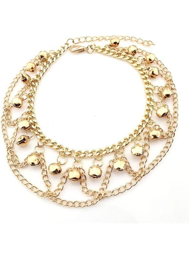 خلخال جرس شرابة ذهبي بوهو للنساء | مجوهرات الشاطئ الأنيقة | أزياء الصيف خلخال متعدد الطبقات | هدية المهرجان والعيد - Image 2