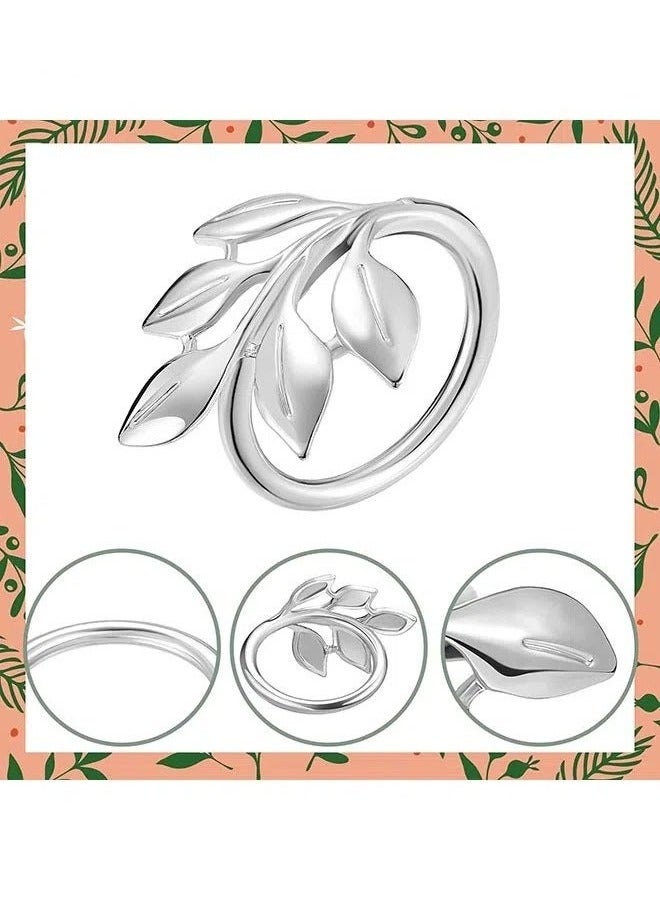 JOGAMS Napkin Rings Set of 6, Silver Napkin Ring Sets Vintage Leaf Napkin Ring Holders - Perfect for Fall - Image 3
