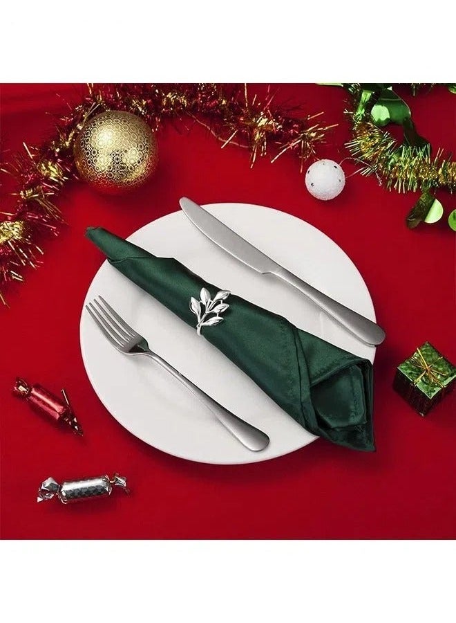 JOGAMS Napkin Rings Set of 6, Silver Napkin Ring Sets Vintage Leaf Napkin Ring Holders - Perfect for Fall - Image 5