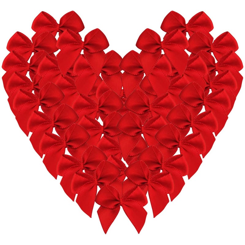 Micomon 50pcs 1.2-Inch Mini Bows for Crafts Red Satin Ribbon Bows for Gift Packing Sewing,Scrap-Booking(Red) - Image 1
