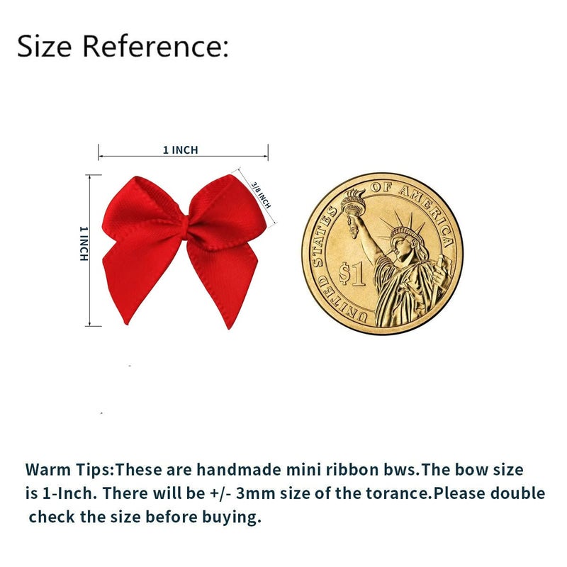 Micomon 50pcs 1.2-Inch Mini Bows for Crafts Red Satin Ribbon Bows for Gift Packing Sewing,Scrap-Booking(Red) - Image 3