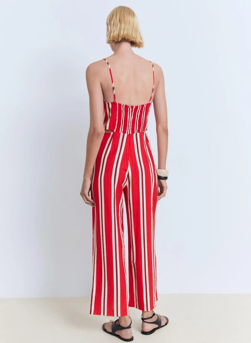 مانجو Striped Jumpsuit With Cut-Out