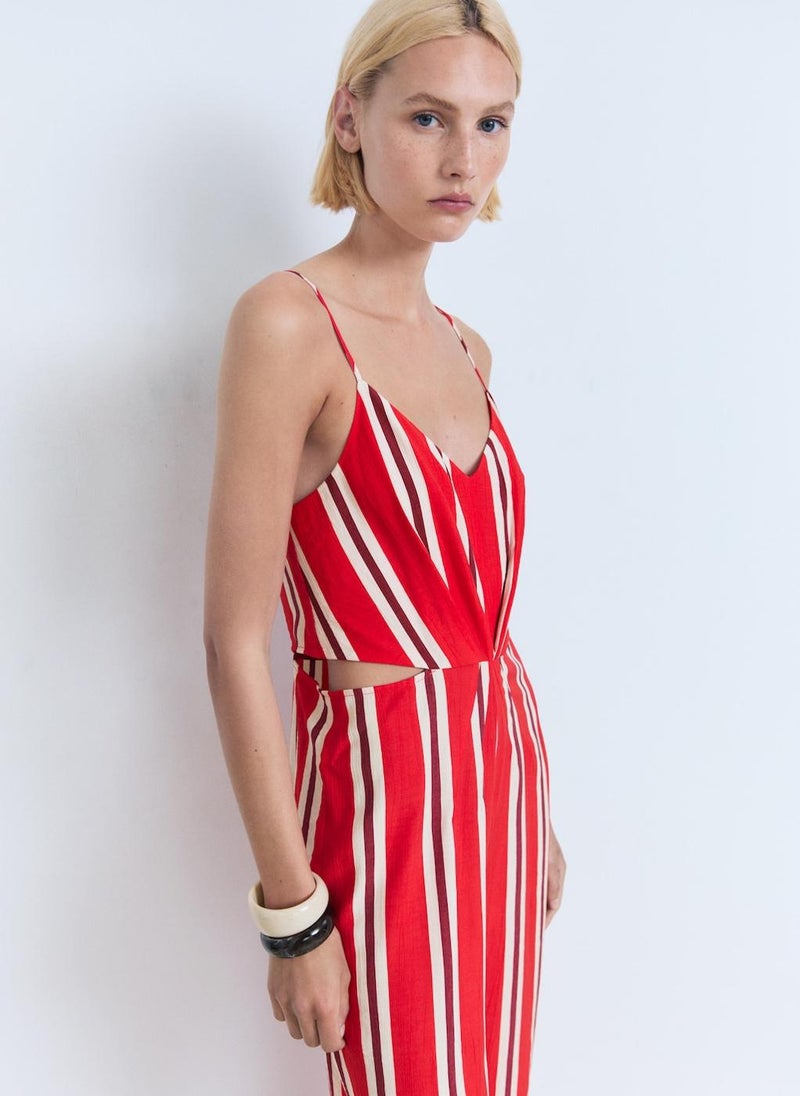 MANGO Striped Jumpsuit With Cut-Out  - Image 3