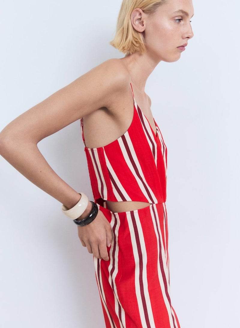 MANGO Striped Jumpsuit With Cut-Out  - Image 5