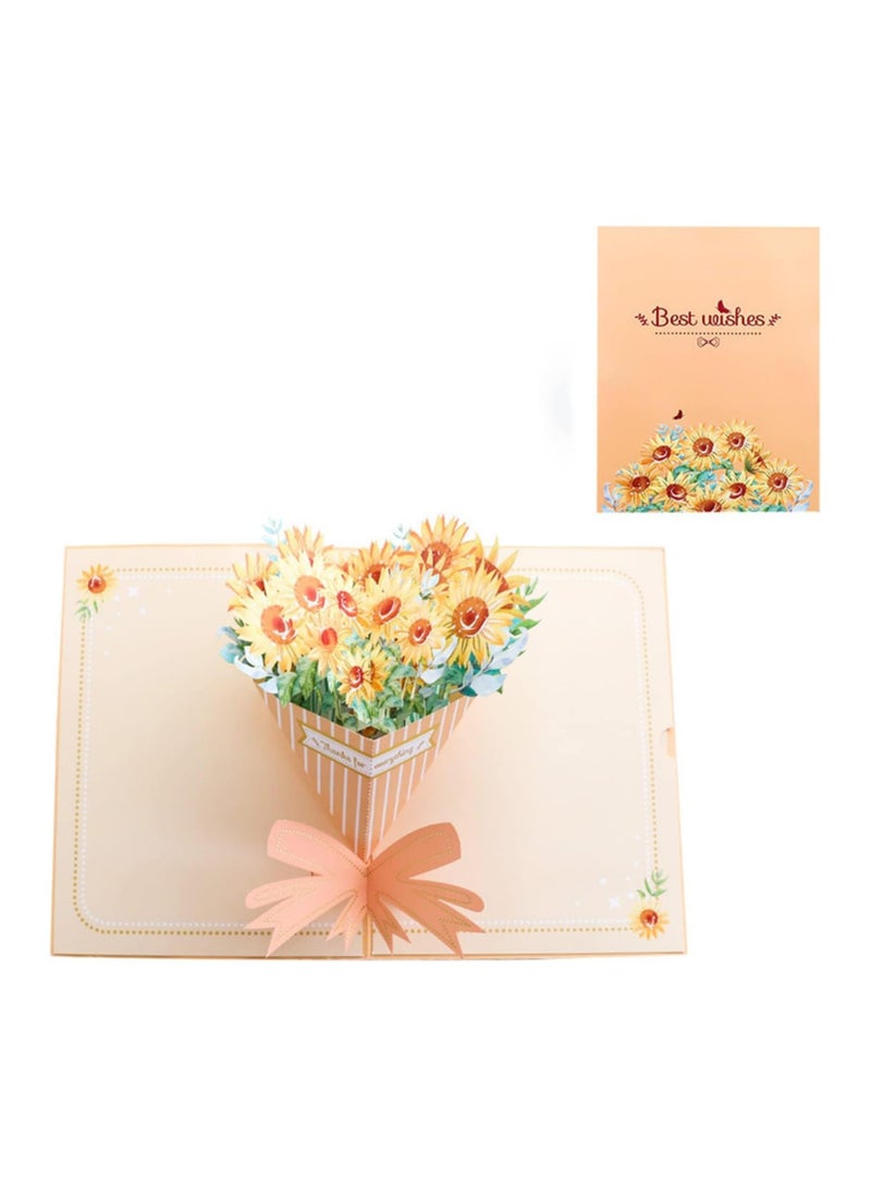 general 3D cards, thank you for everything, handmade cards, pop up cards with envelopes, sunflower bouquet pop up cards for birthdays, anniversaries and all occasions! - Image 1