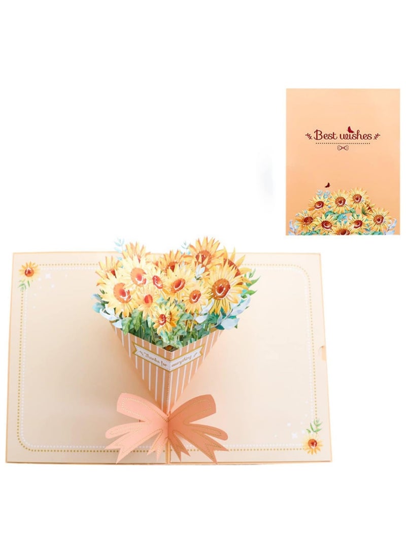 general 3D cards, thank you for everything, handmade cards, pop up cards with envelopes, sunflower bouquet pop up cards for birthdays, anniversaries and all occasions! - Image 4