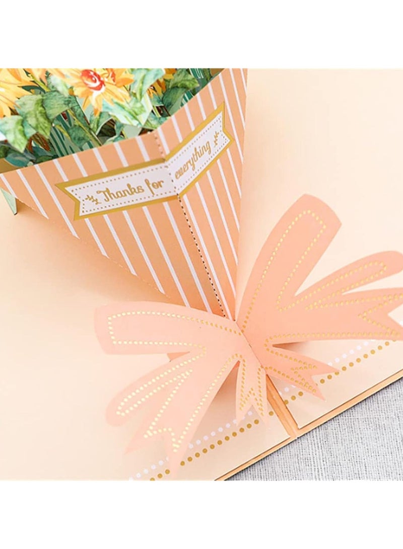 general 3D cards, thank you for everything, handmade cards, pop up cards with envelopes, sunflower bouquet pop up cards for birthdays, anniversaries and all occasions! - Image 3