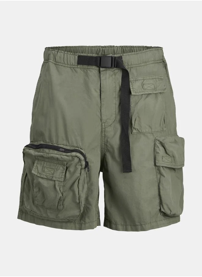 JACK & JONES Trend Teck Cargo Shorts with Buckle Detail