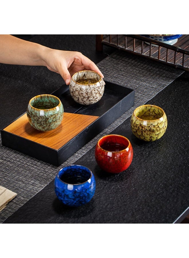 مجموعة من 5 أكواب قهوة إسبريسو أكواب شاي خزفية مجموعة أكواب شاي متعددة الألوان 150 مل مع صندوق هدايا مصمم - Image 4