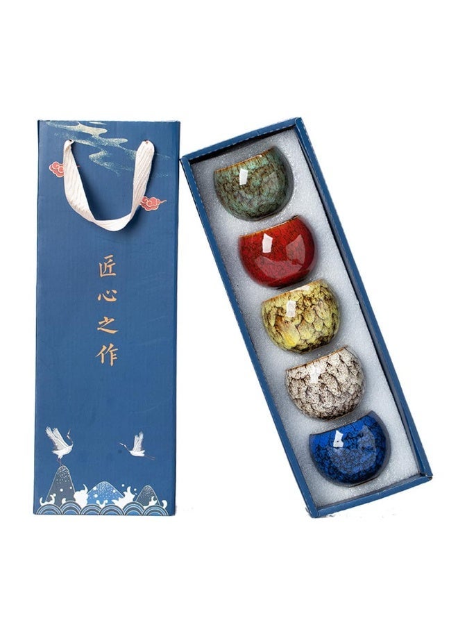 مجموعة من 5 أكواب قهوة إسبريسو أكواب شاي خزفية مجموعة أكواب شاي متعددة الألوان 150 مل مع صندوق هدايا مصمم - Image 1