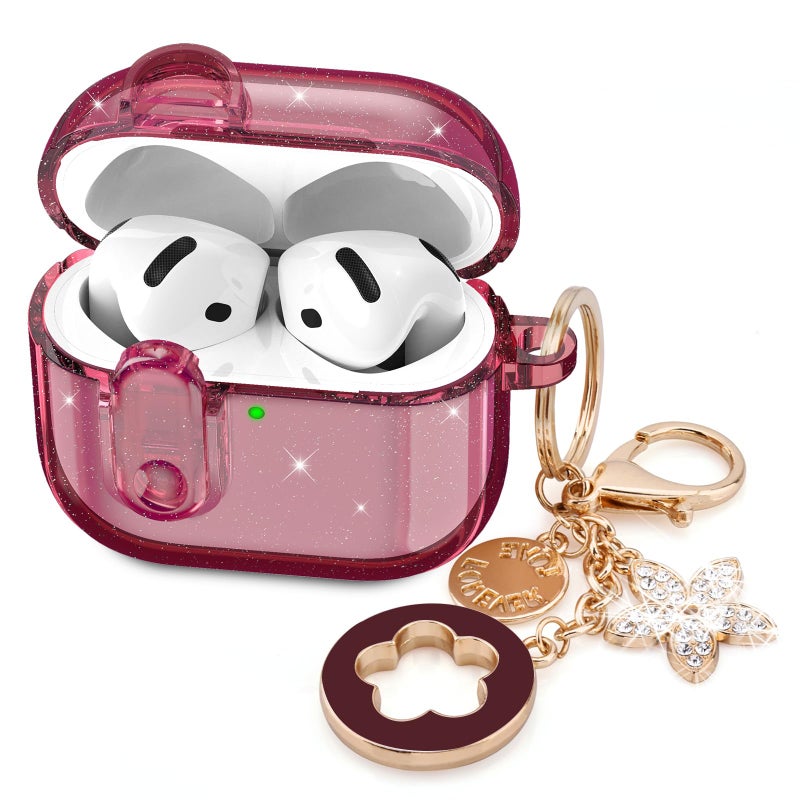 VISOOM (with Safety Lock) VISOOM 2025 Clear Cases for Airpods iPods 4 Case Cover Women, Bling Airpod iPod 4 Case Soft 4th Gen Air Pods iPods Cases with Keychain for Apple Headphones Airpods4 Generation - Image 1