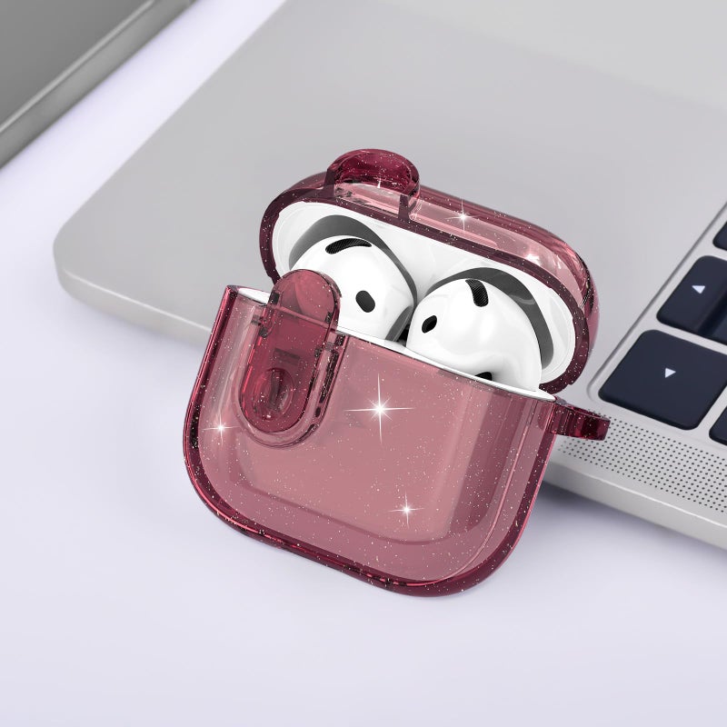 VISOOM (with Safety Lock) VISOOM 2025 Clear Cases for Airpods iPods 4 Case Cover Women, Bling Airpod iPod 4 Case Soft 4th Gen Air Pods iPods Cases with Keychain for Apple Headphones Airpods4 Generation - Image 5
